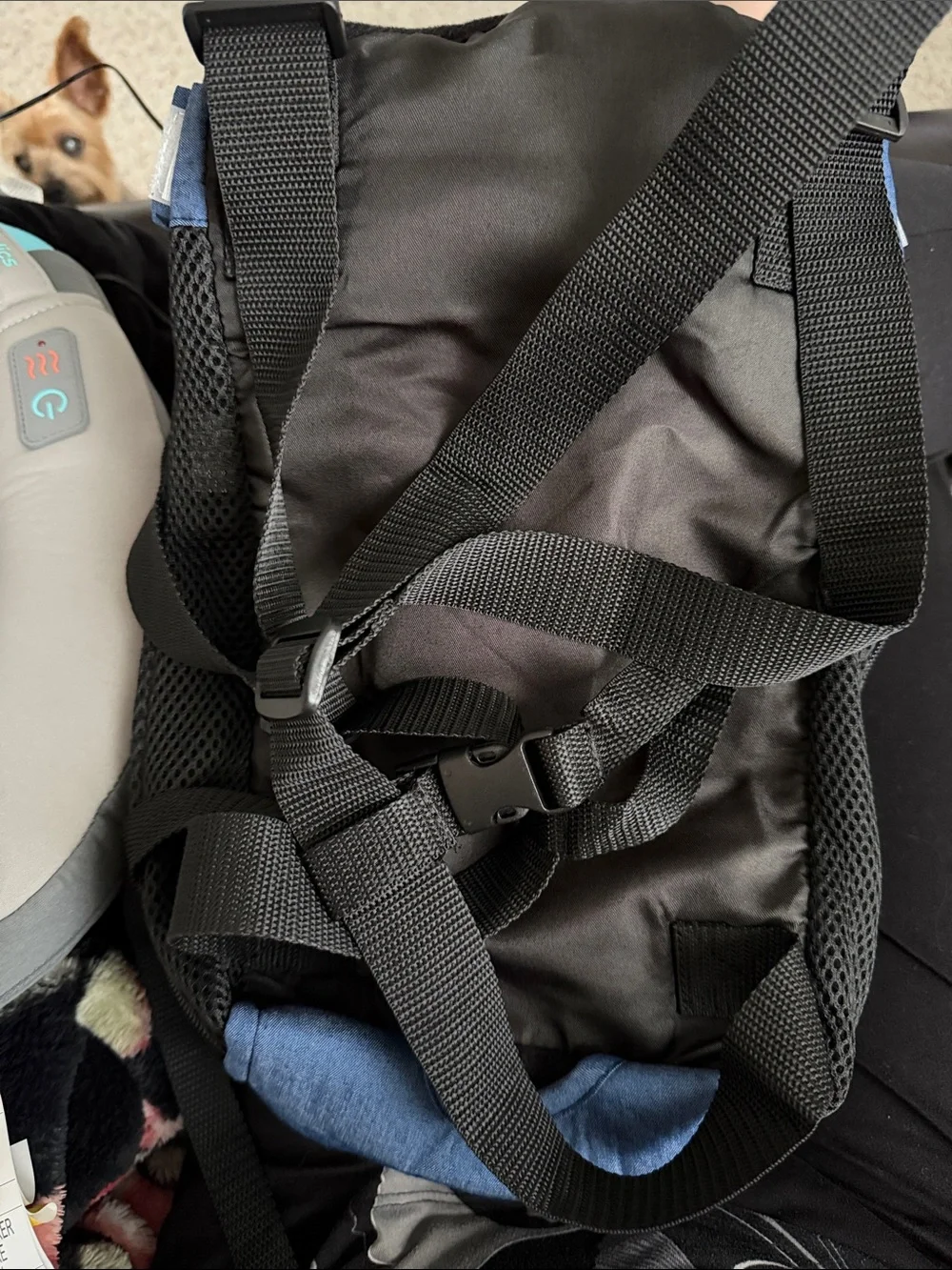 Denim Blue Dog Carrier Backpack - Comfortable Hands-Free Travel Carrier